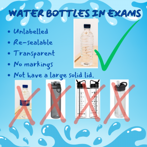 Water bottles in exams