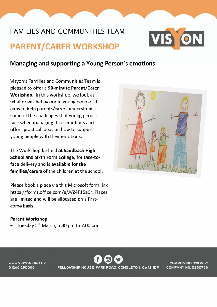 Managing and supporting your child's emotions PCW Tuesday 05032024 Sandbach High School and Sixth Form College