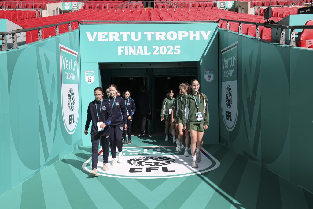 Utilita Girls Cup finalists walking onto pitch Utilita Girls Cup finalists walking onto pitch